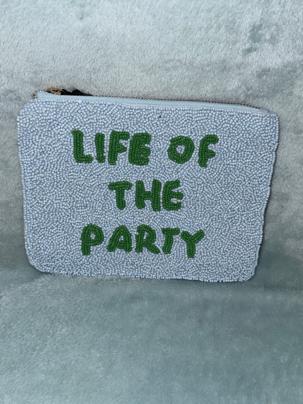 "Life of the Party" Beaded Wristlet Clutch in Blue and Green - Picture 12 of 12